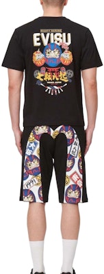 Pantalones Cortos Casuales Negros EVISU SS22 Fit Relajado Logo Gran M Daruma 2ESHTM2ST326XXCT Details for Pantalones Cortos Casuales Negros EVISU SS22 Fit Relajado Logo Gran M Daruma 2ESHTM2ST326XXCT