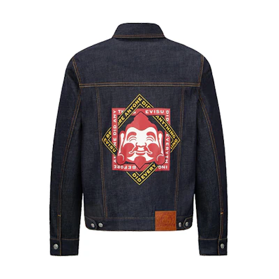 EVISU SS22 Buddha Print Denim Jacket - Denim Blue. 2ESEPM2DJ720XXCT
