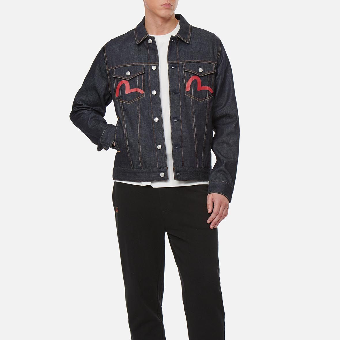 Shop EVISU SS22 佛像印花牛仔外套 - 牛仔藍 2ESEPM2DJ720XXCT