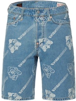 EVISU SS22 Buddha Print Denim Shorts in Blue 2ESHTM2DS210XXCT EVISU SS22 Buddha Print Denim Shorts in Blue 2ESHTM2DS210XXCT