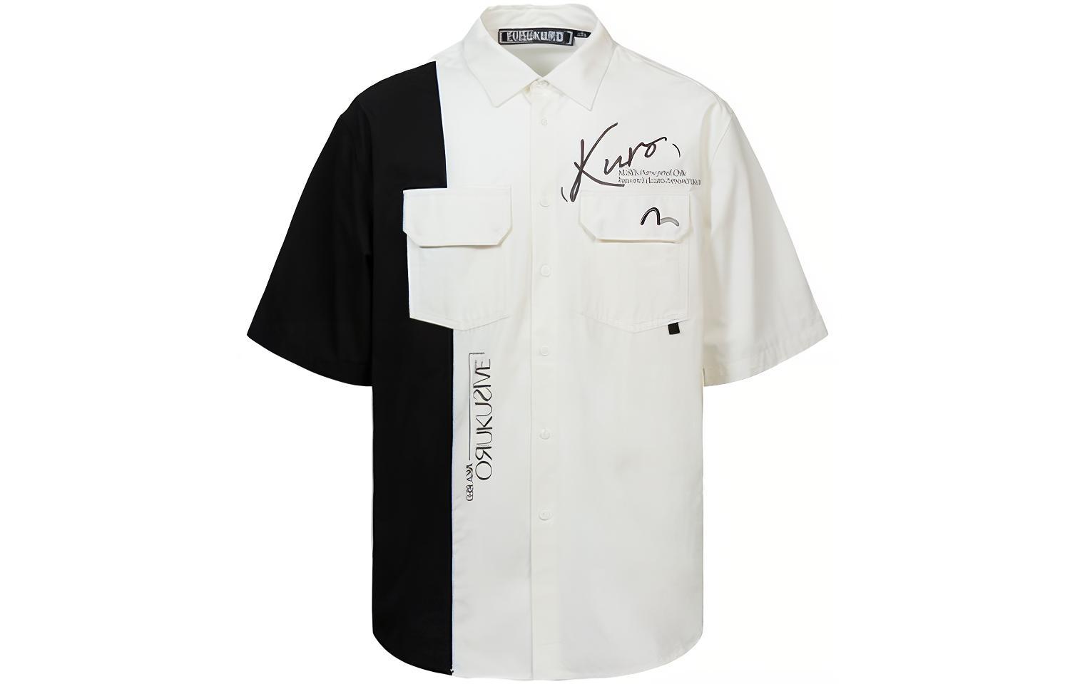 EVISU SS22  Colorblock Short Sleeve Shirt with Logo Print and Embroidery. 2ESGNM2SS291OSCT