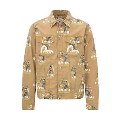 EVISU SS22 Daruma Letter Print Jacket Khaki Color 2ESHTM2JK714XXCT