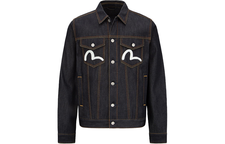 EVISU SS22  Denim Jacket with Seagull Print in Denim Blue. 0ELBSM0DJ110XXCT