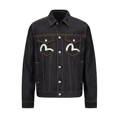 EVISU SS22 Denim Jacket with Seagull Print in Denim Blue. 0ELBSM0DJ110XXCT