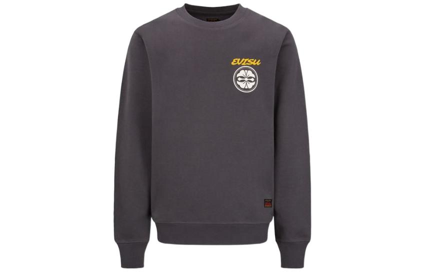 EVISU SS22  Floral Logo Print Long Sleeve Pullover Sweatshirt Dark Grey. 2ESEPM2SW442XXCT