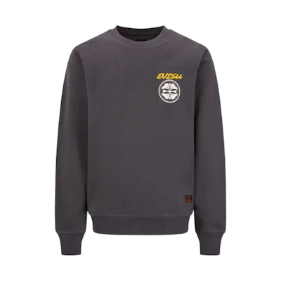 EVISU SS22 Floral Logo Print Long Sleeve Pullover Sweatshirt Dark Grey. 2ESEPM2SW442XXCT