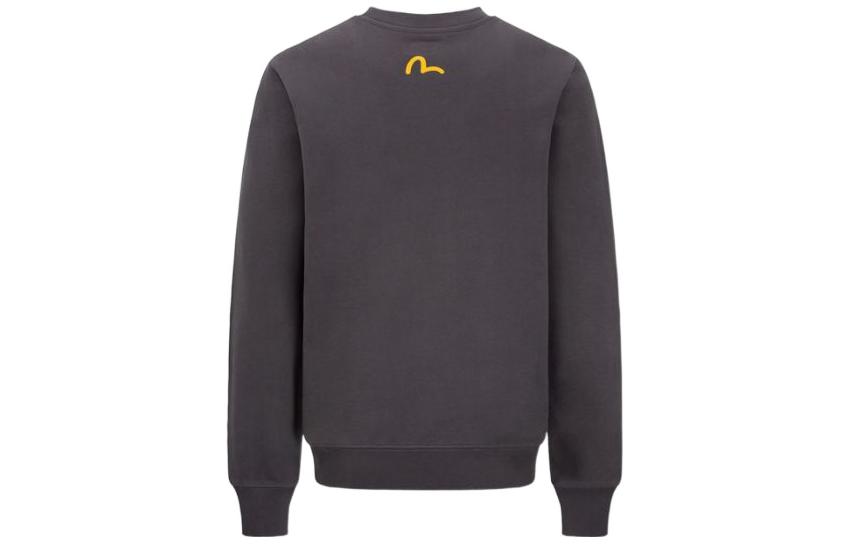 Lookbook EVISU SS22 花卉標誌印花長袖套頭衫 深灰色。 2ESEPM2SW442XXCT