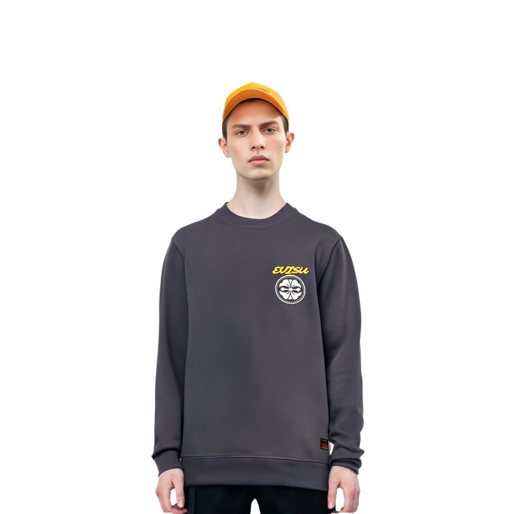 Purchase EVISU SS22 花卉標誌印花長袖套頭衫 深灰色。 2ESEPM2SW442XXCT