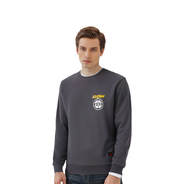 Details for EVISU SS22 花卉標誌印花長袖套頭衫 深灰色。 2ESEPM2SW442XXCT