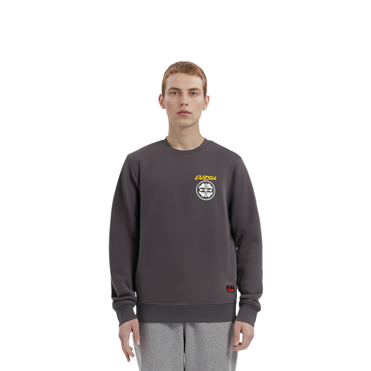 Sizing EVISU SS22 花卉標誌印花長袖套頭衫 深灰色。 2ESEPM2SW442XXCT