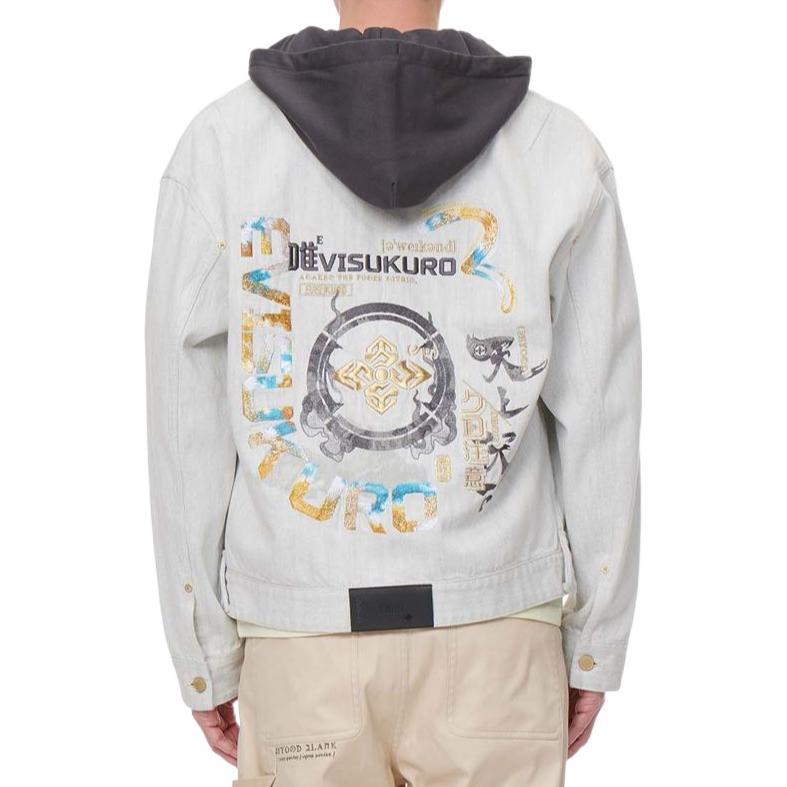Purchase EVISU SS22 灰色刺繡牛仔連帽夾克外套 2ESGNM2DJ733LFCT
