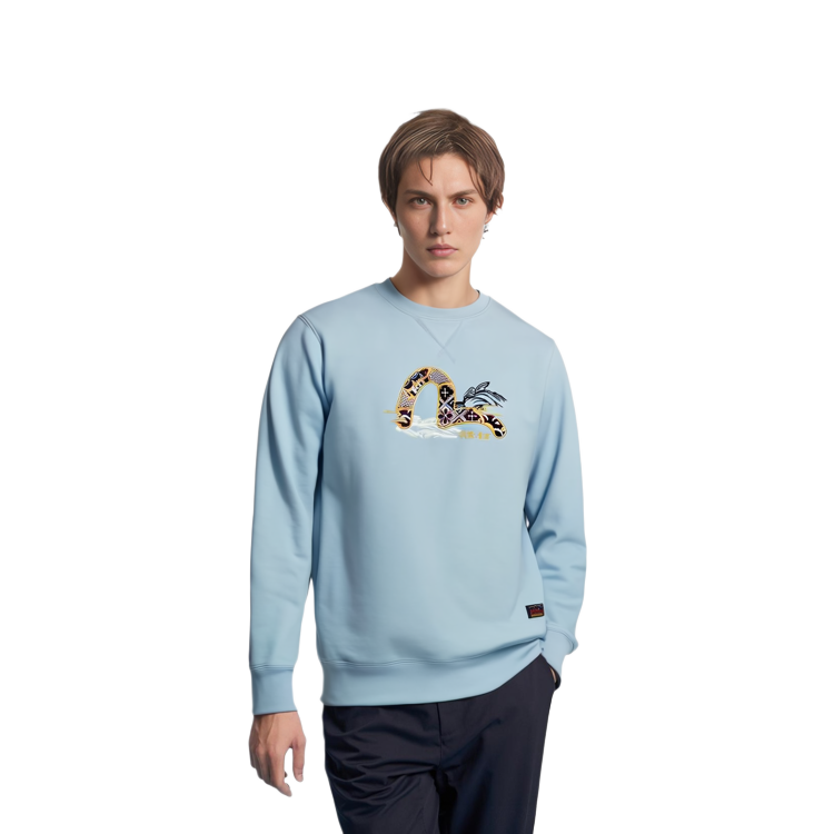 Shop EVISU SS22 提花海鸥标志圆领套头衫卫衣. 2ESHTM2SW343XXCT