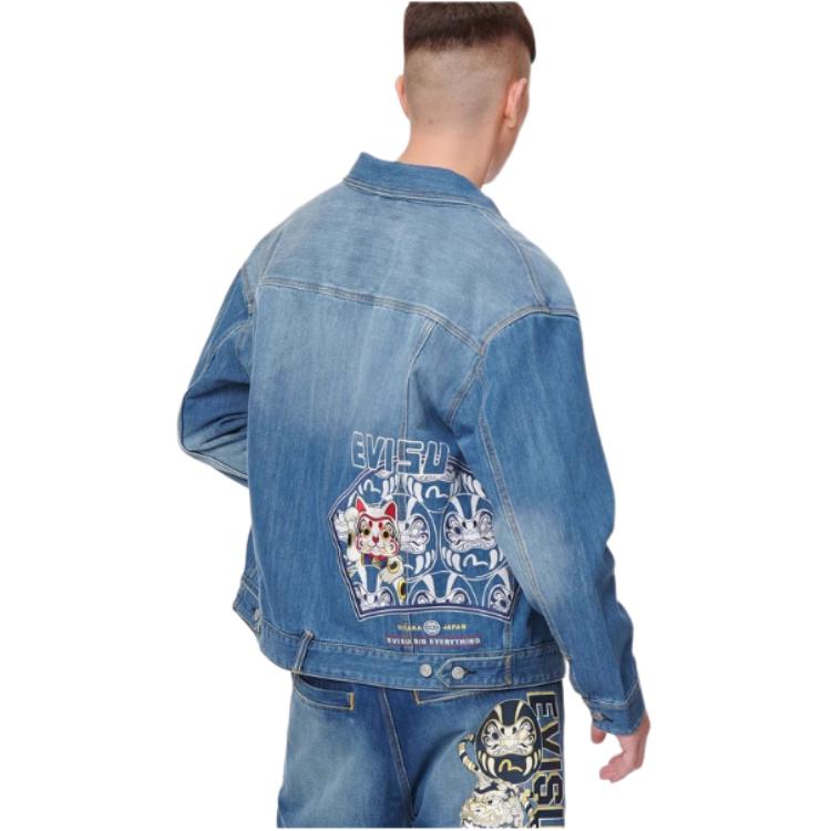 EVISU SS22  Lucky Cat & Daruma Denim Jacket in Blue. 2ESHTM2DJ713LFCP 圖 4