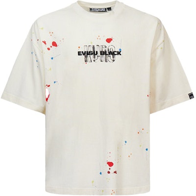 EVISU SS22 ペイントスプラッタ刺繍ロゴTシャツ 2ESGNM2TS594BZCT Buy EVISU SS22 ペイントスプラッタ刺繍ロゴTシャツ 2ESGNM2TS594BZCT