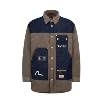 EVISU SS22 Patchwork Quilted Jacket Khaki Color 2EAHTM1JK749LFNQ
