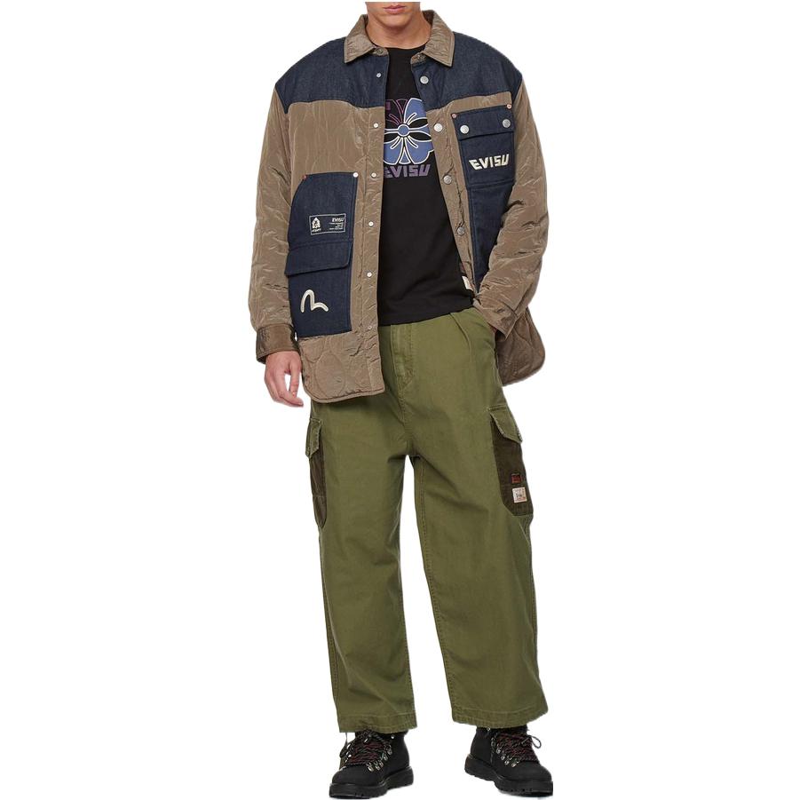 EVISU SS22  Patchwork Quilted Jacket Khaki Color 2EAHTM1JK749LFNQ 圖 3