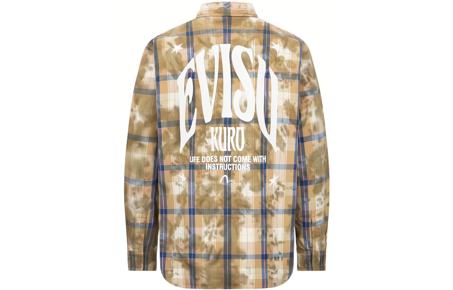 EVISU SS22  Plaid Long Sleeve Shirt with Seagull Embroidery Logo 2ESGNM2SL262LFCT