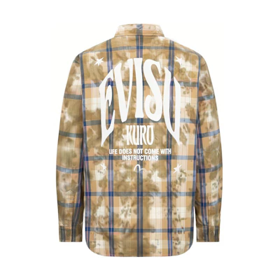 EVISU SS22 Plaid Long Sleeve Shirt with Seagull Embroidery Logo 2ESGNM2SL262LFCT