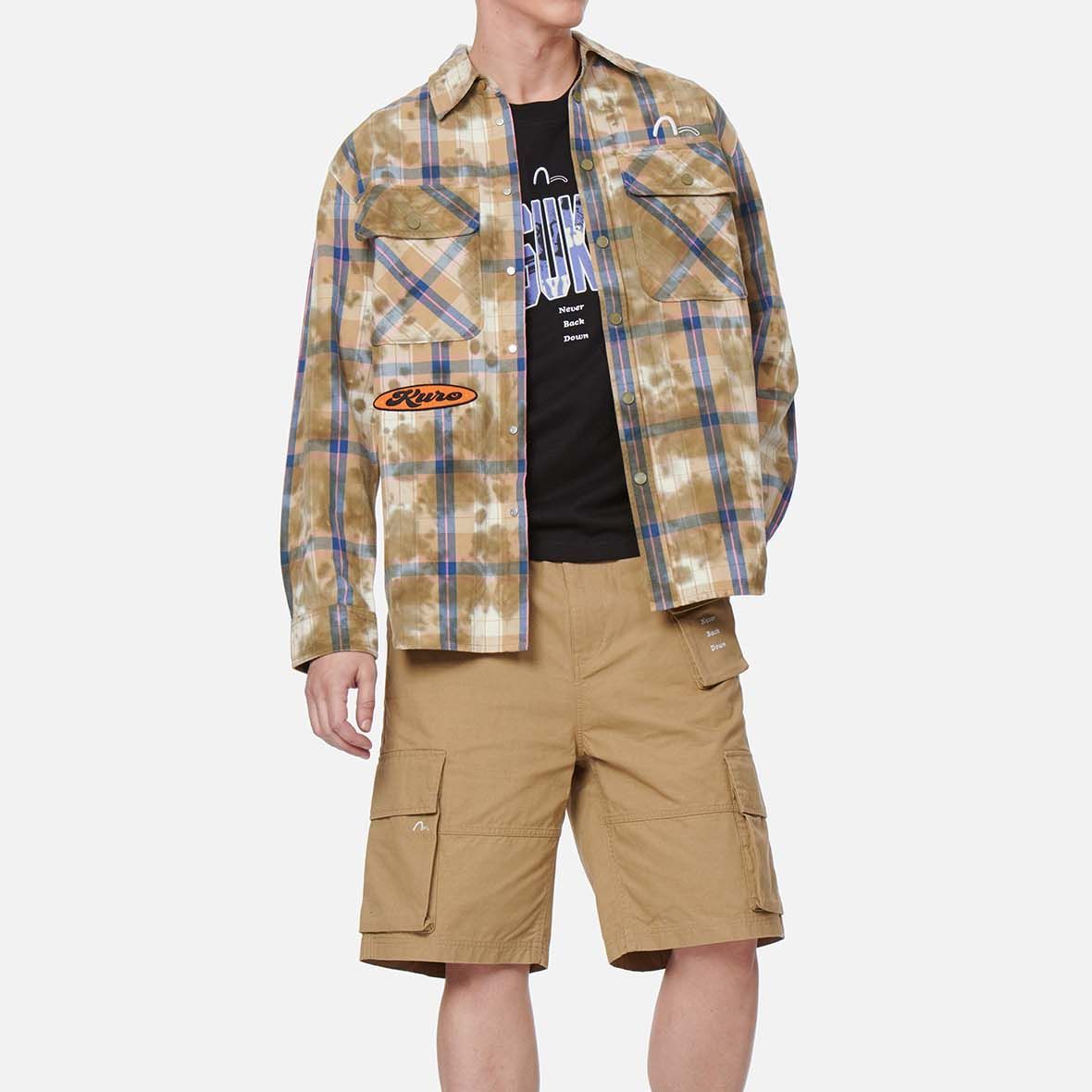 Purchase EVISU SS22 格紋長袖襯衫 海鷗刺繡標誌 2ESGNM2SL262LFCT