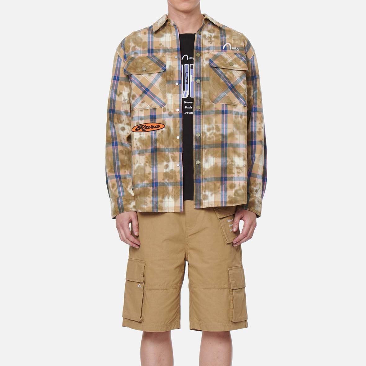 Sizing EVISU SS22 格紋長袖襯衫 海鷗刺繡標誌 2ESGNM2SL262LFCT