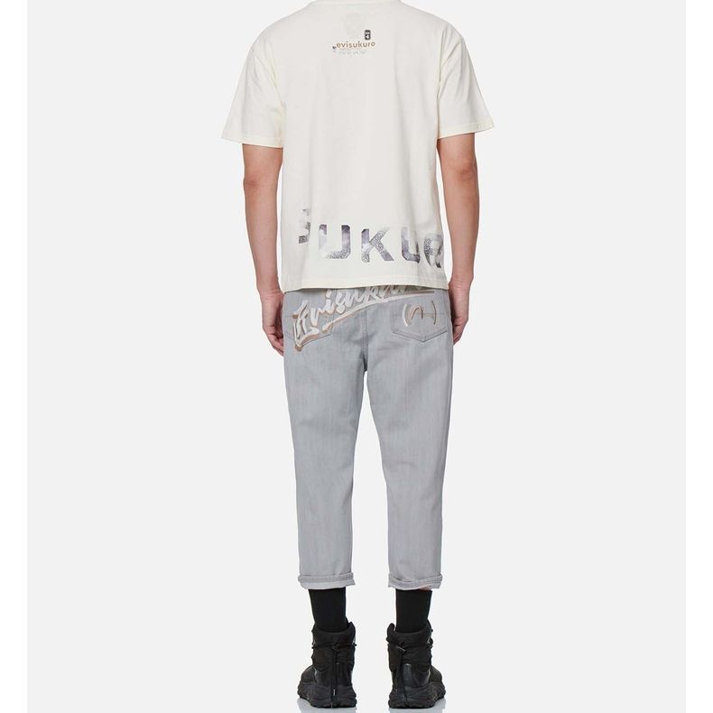 EVISU SS22  Seagull Logo Embroidered Cropped Jeans - Light Grey. 2ESGNM2JE12427CT 圖 5
