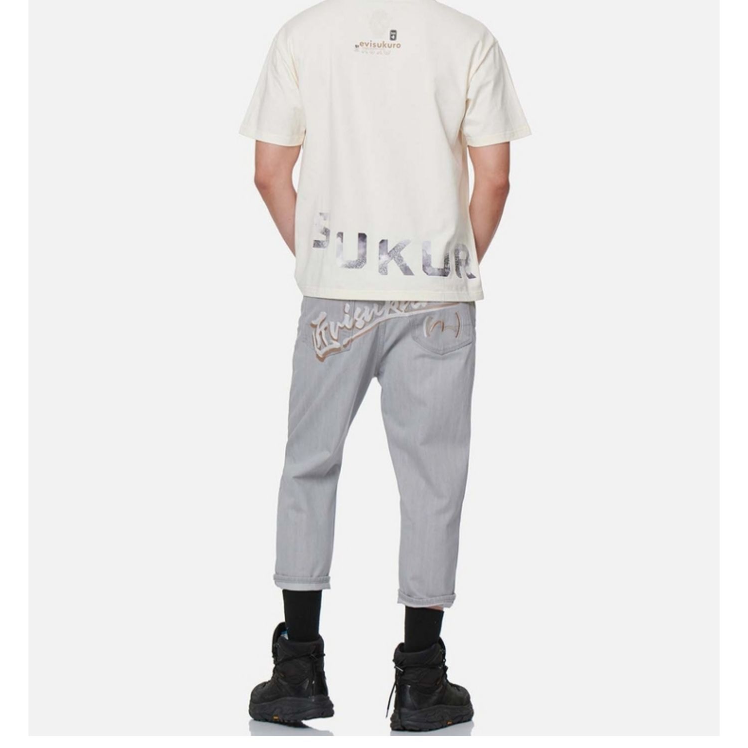 EVISU SS22  Seagull Logo Embroidered Cropped Jeans - Light Grey. 2ESGNM2JE12427CT 圖 7