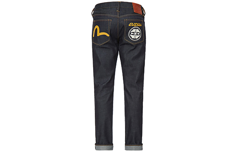 EVISU SS22  Slim Fit Floral Print Raw Denim Jeans in Blue 2ESEPM2JE13017CT