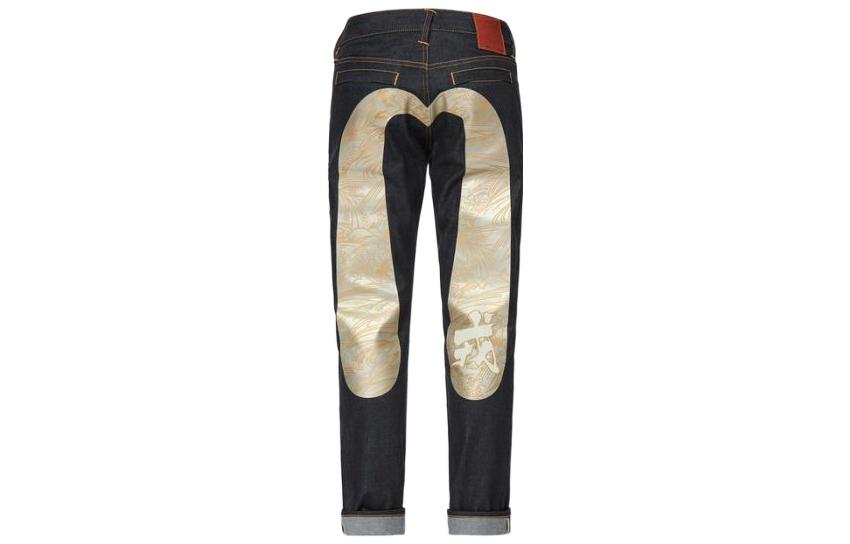 EVISU SS22  Slim Fit Jeans with Gold 'M' Grain Pattern - Denim Blue 2ESHTM2JE90317CT