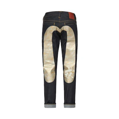 EVISU SS22 Slim Fit Jeans with Gold 'M' Grain Pattern - Denim Blue 2ESHTM2JE90317CT