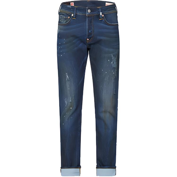 EVISU SS22  Slim Fit Seagull Print Washed Denim Jeans Blue 2EAHTM1JE27710CS