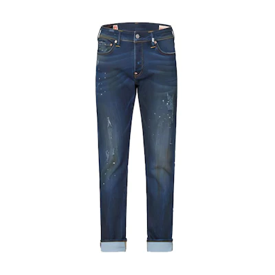 EVISU SS22 Slim Fit Seagull Print Washed Denim Jeans Blue 2EAHTM1JE27710CS