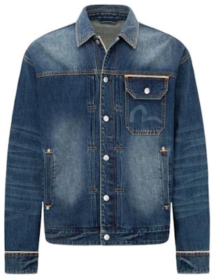 EVISU SS22 蓝色大M刺绣水洗牛仔夹克. 2ESHTM2DJ717LFCT Buy EVISU SS22 蓝色大M刺绣水洗牛仔夹克. 2ESHTM2DJ717LFCT