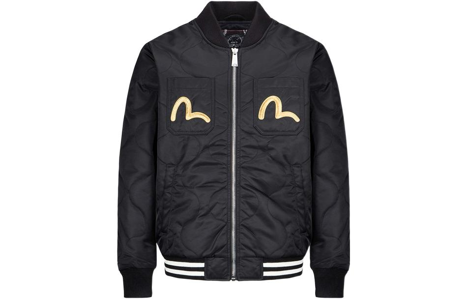 EVISU SS22 Black Embroidered Pattern Zip Jacket for Men 2EAADM1JK707XXNQ