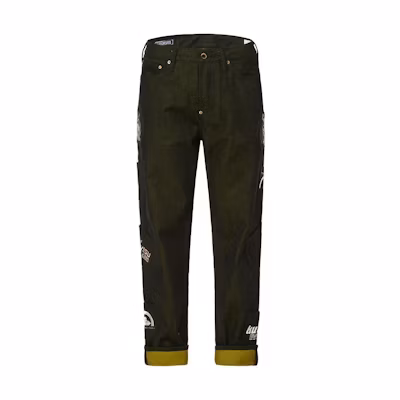 EVISU SS22 Black Seagull Monogram Multi-Pocket Denim Jeans for Men. 2ESGNM2JE126FFCT