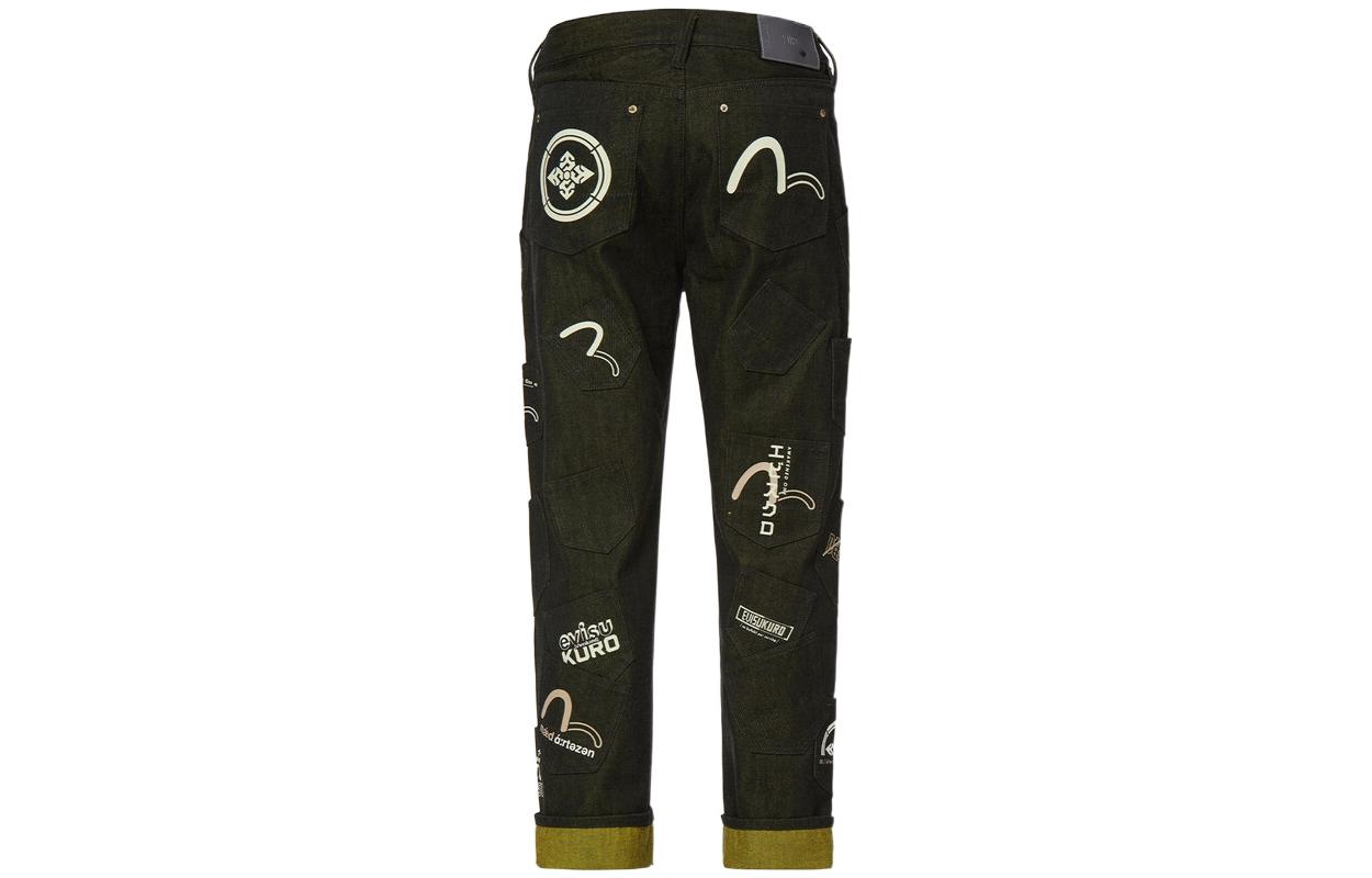 EVISU SS22 Black Seagull Monogram Multi-Pocket Denim Jeans for Men. 2ESGNM2JE126FFCT 圖 3
