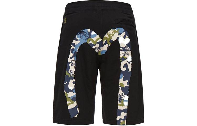 EVISU SS22 Buddha Camo Big M Print Shorts Black  Fashion Shorts 2ESADM2ST401XXCT