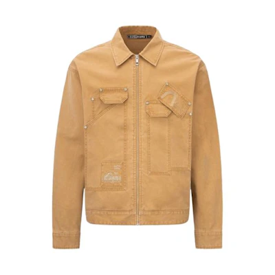 EVISU SS22 Camel Workwear Jacket with Multi-Pockets and Classic Collar 2ESGNM2JK739LFCT