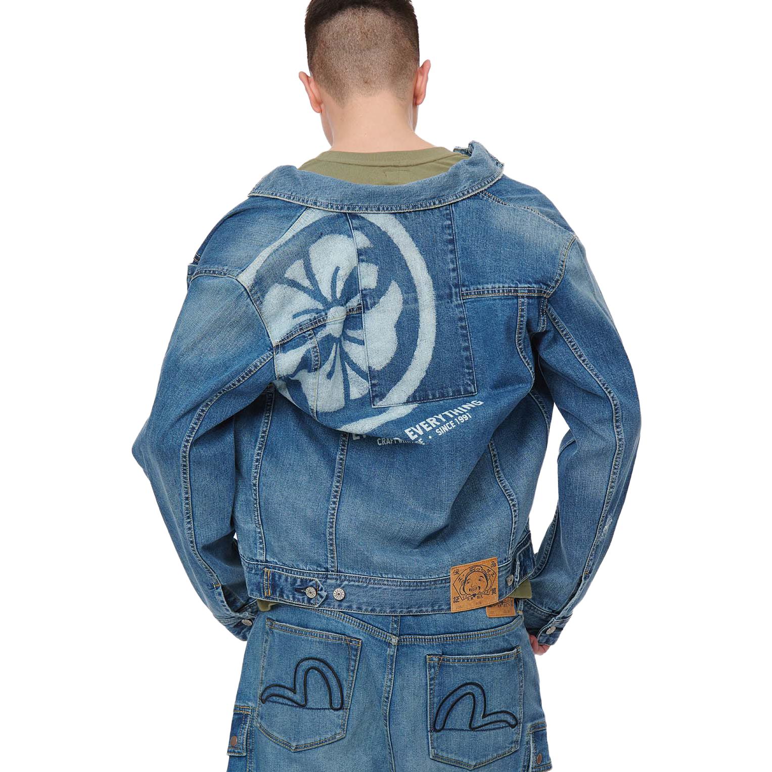 EVISU SS22 Deconstructed Floral Denim Jacket  Denim Blue. 2ESHTM2DJ716XXCS 圖 4