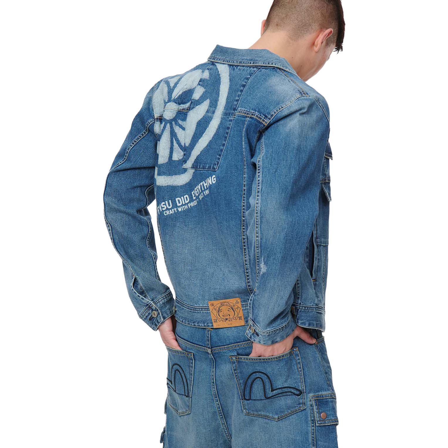 EVISU SS22 Deconstructed Floral Denim Jacket  Denim Blue. 2ESHTM2DJ716XXCS 圖 5