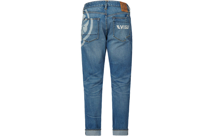 EVISU SS22 Distressed Logo Printed Cropped Jeans  Denim Blue. 2ESHTM2JE10917CX 圖 3