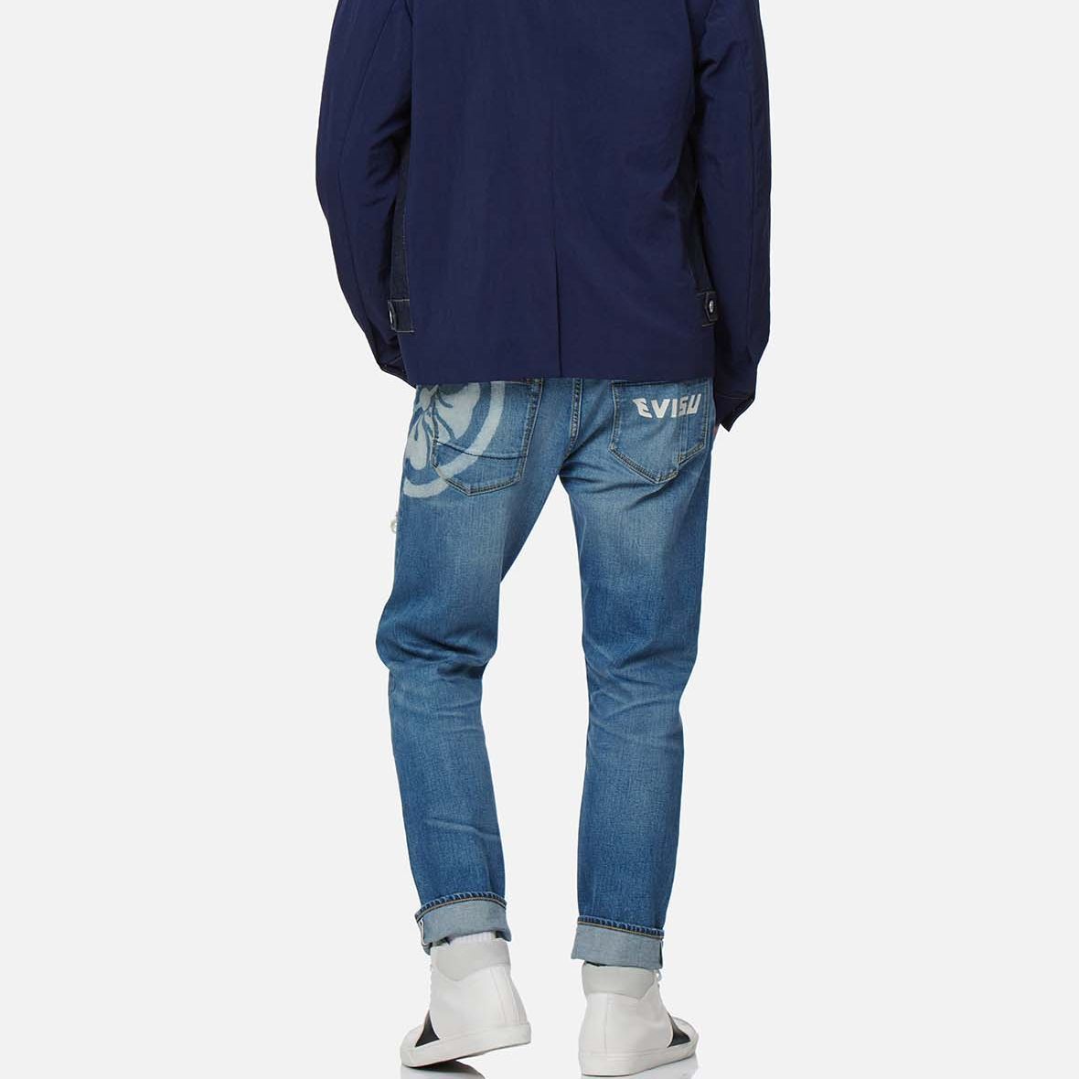 EVISU SS22 Distressed Logo Printed Cropped Jeans  Denim Blue. 2ESHTM2JE10917CX 圖 5