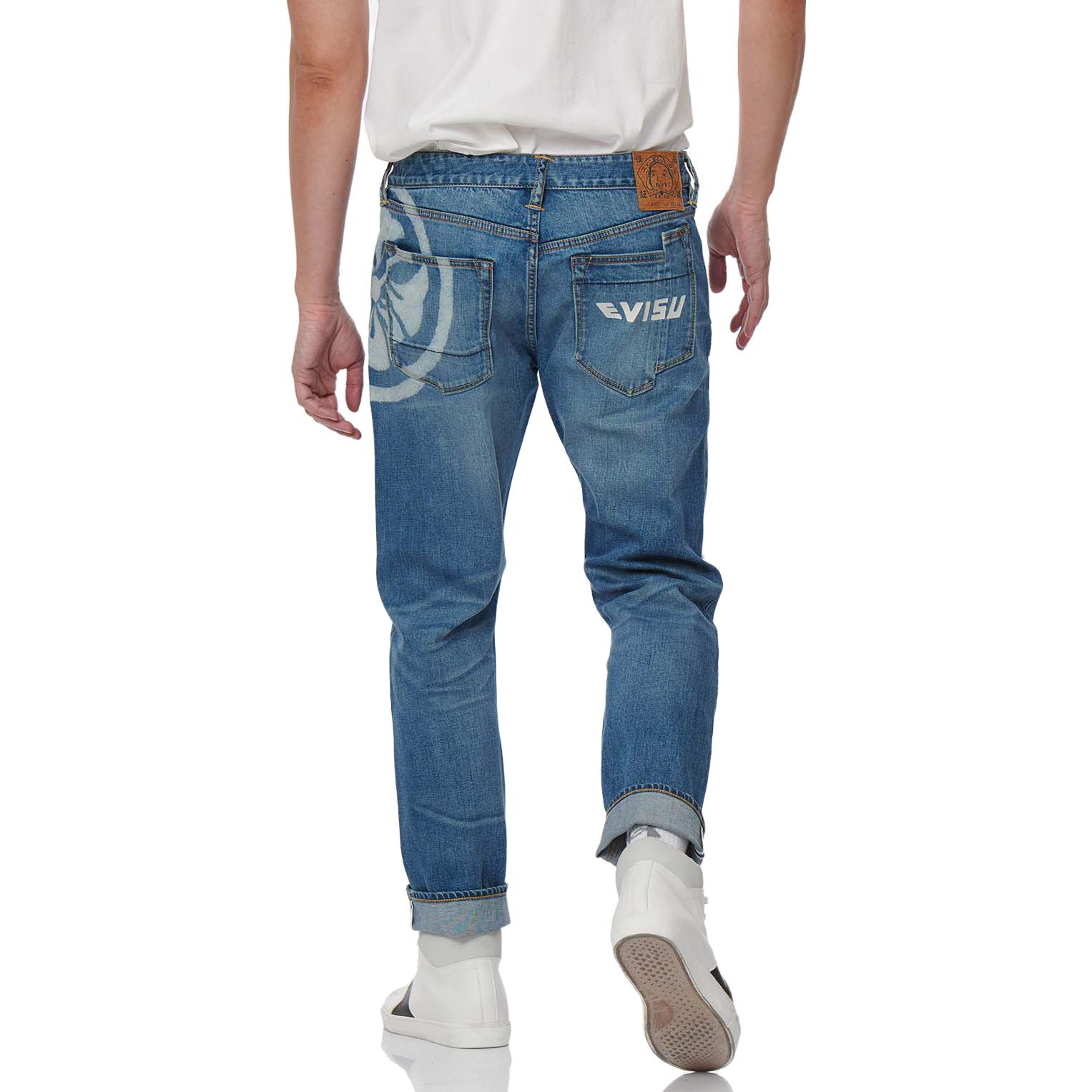 EVISU SS22 Distressed Logo Printed Cropped Jeans  Denim Blue. 2ESHTM2JE10917CX 圖 6