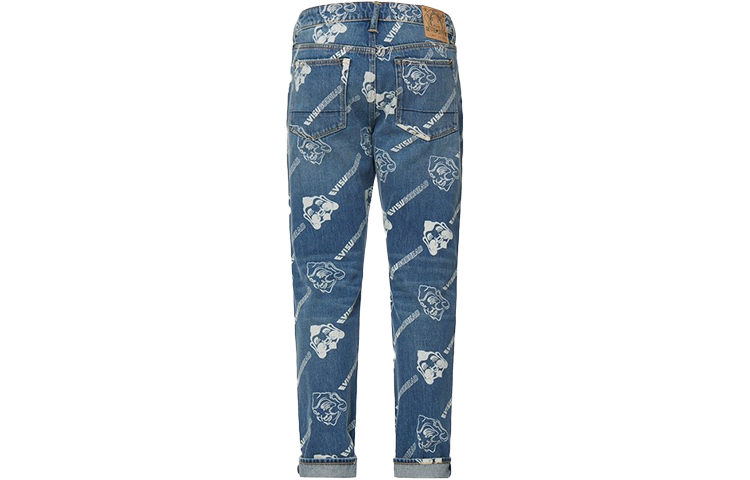 EVISU SS22 Full Print Buddha Logo Denim Jeans  Blue Jeans 2ESHTM2JE91417CT