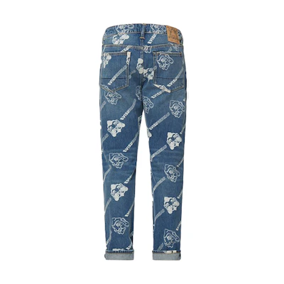 EVISU SS22 Full Print Buddha Logo Denim Jeans Blue Jeans 2ESHTM2JE91417CT