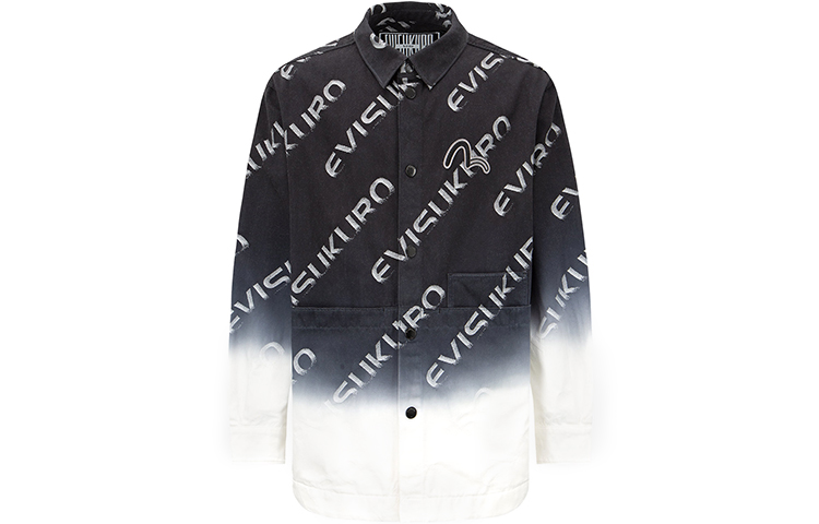 EVISU SS22 Gradient Letter Loose Denim Jacket Black Menswear 2ESGNM2SJ750FFDN
