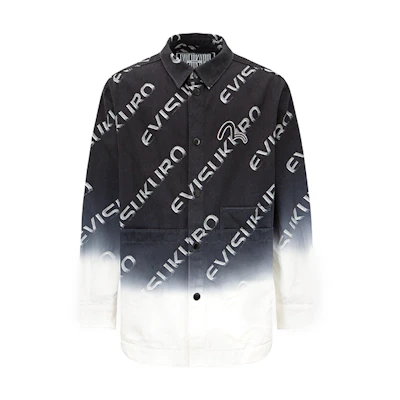 EVISU SS22 Gradient Letter Loose Denim Jacket Black Menswear 2ESGNM2SJ750FFDN