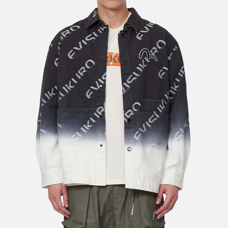 EVISU SS22 Gradient Letter Loose Denim Jacket Black Menswear 2ESGNM2SJ750FFDN 圖 4