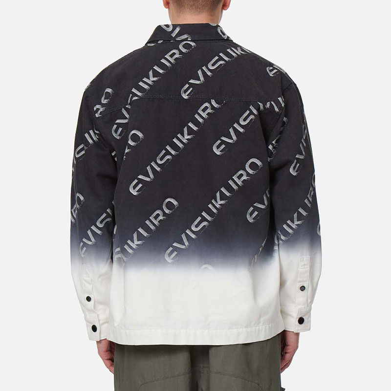 EVISU SS22 Gradient Letter Loose Denim Jacket Black Menswear 2ESGNM2SJ750FFDN 圖 5