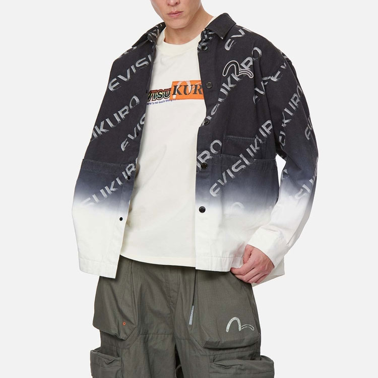 EVISU SS22 Gradient Letter Loose Denim Jacket Black Menswear 2ESGNM2SJ750FFDN 圖 6