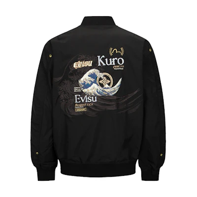 EVISU SS22 Japanese Embroidery Letter Pattern Bomber Jacket Men Autumn. 2ESGNM2JK741XXNP